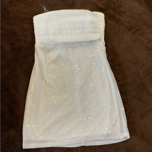 Zara White Sequin Bubble Mini Skirt